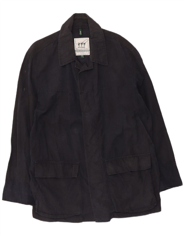 Giacca antipioggia da uomo Henry Cottons IT 50 Large in cotone blu navy