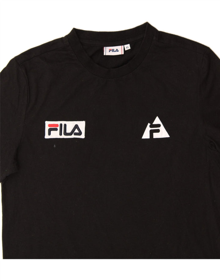 FILA Mens Graphic T-Shirt Top XS Black Polyester Vintage Fila and Second-Hand Fila from Messina Hembry 