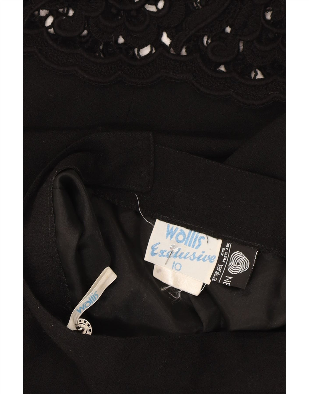 WALLIS Womens Pencil Skirt UK 10 Small W26 Black New Wool Vintage Wallis and Second-Hand Wallis from Messina Hembry 