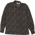 VINTAGE Womens Shirt UK 14 Medium Navy Blue Floral Polyester | Vintage Vintage | Thrift | Second-Hand Vintage | Used Clothing | Messina Hembry 
