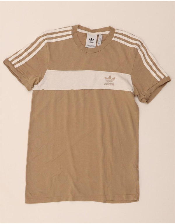 T-shirt Adidas da uomo Top Small Beige Colourblock in cotone