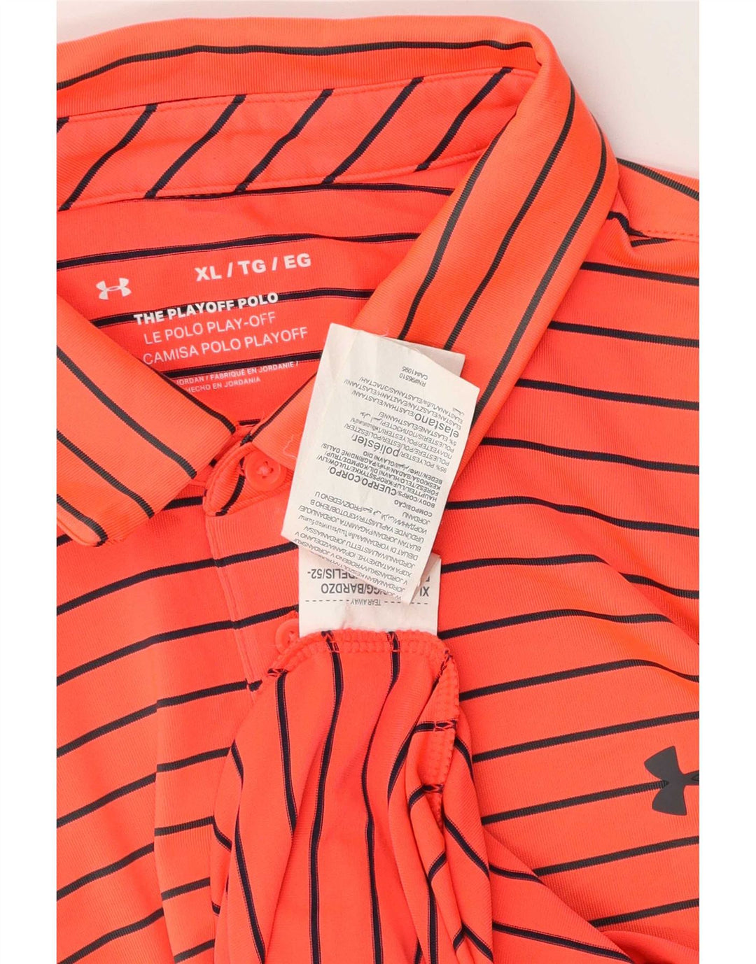 Polo da uomo Under Armour XL in poliestere a righe arancioni