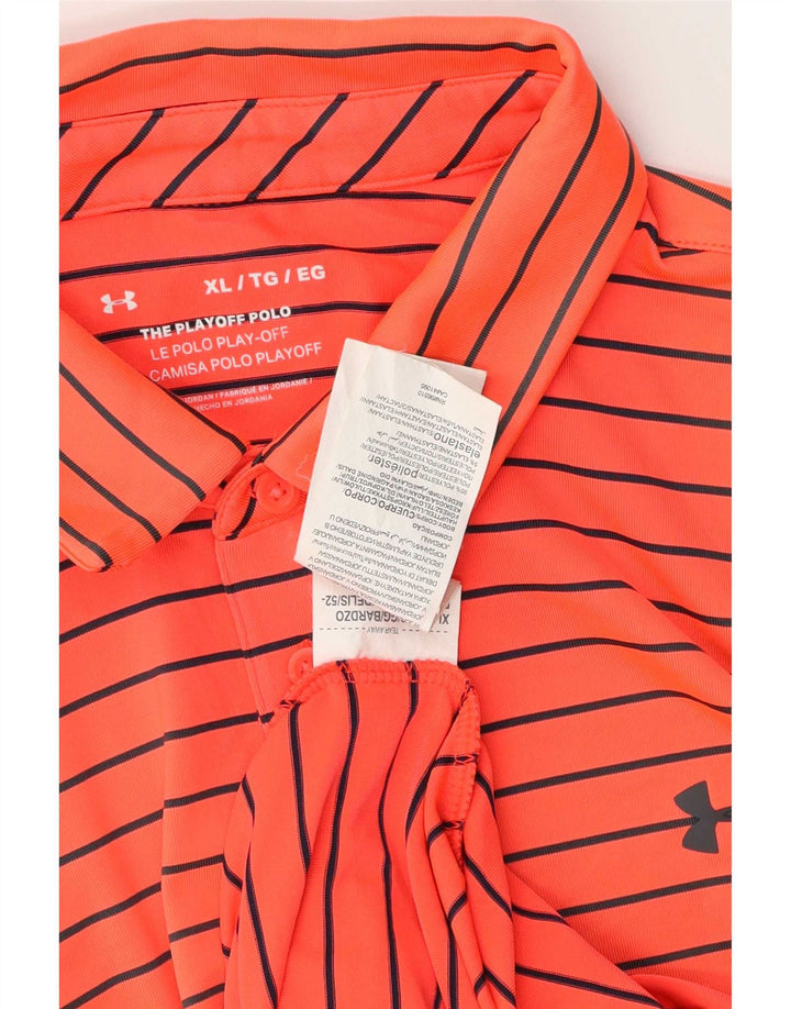 Polo da uomo Under Armour XL in poliestere a righe arancioni
