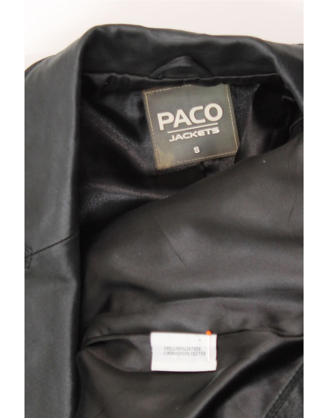 PACO Womens 2 Button Leather Blazer Jacket UK 10 Small Black Leather Vintage Paco and Second-Hand Paco from Messina Hembry 