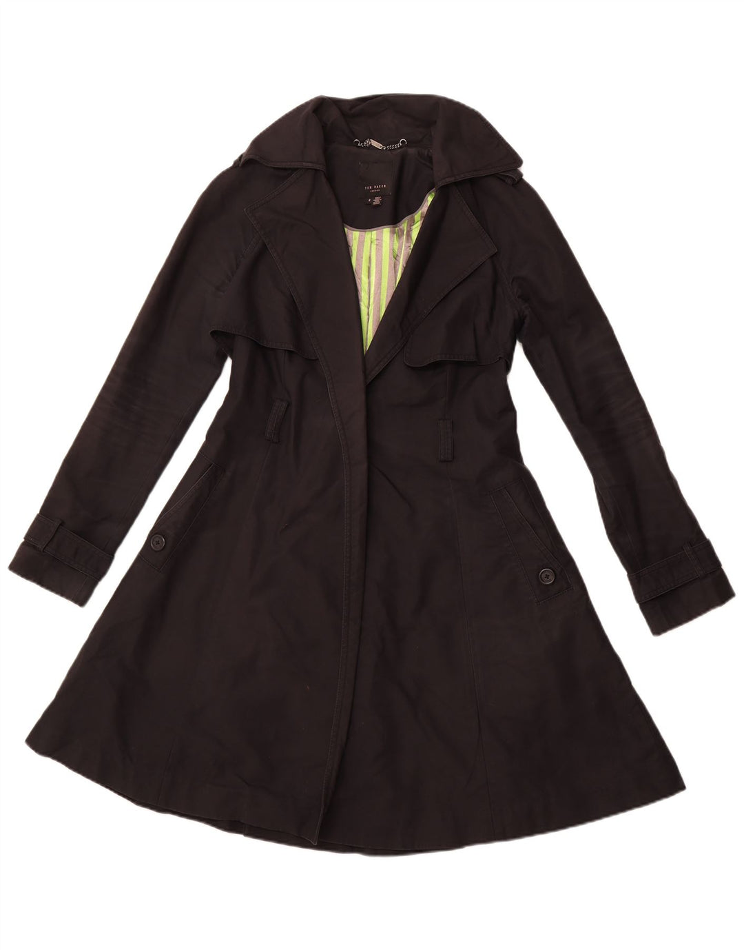 Trench aperto da donna TED BAKER taglia 2 piccolo cotone nero