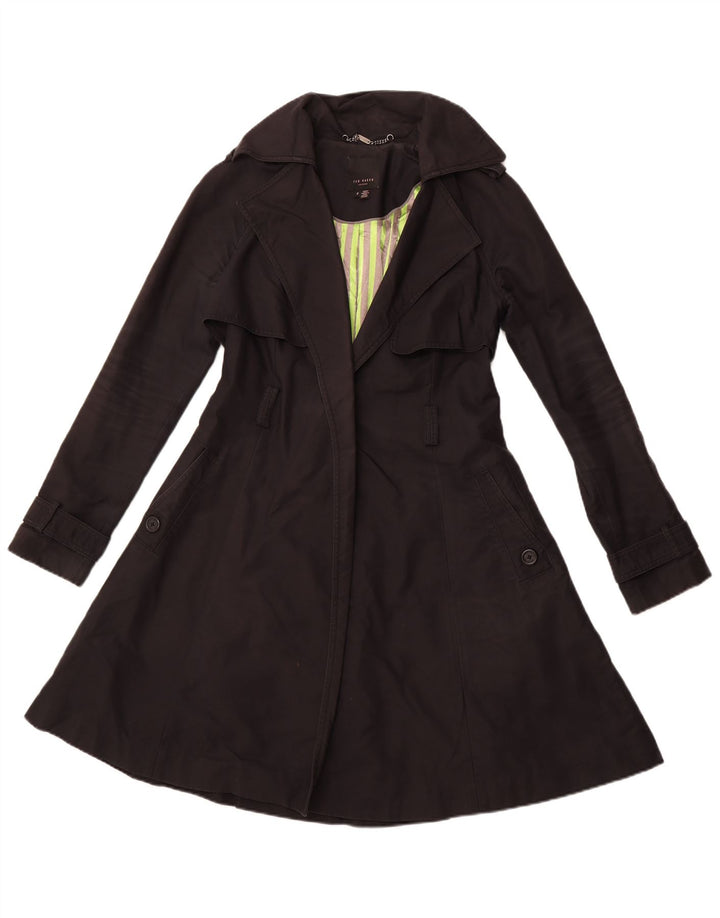 Trench aperto da donna TED BAKER taglia 2 piccolo cotone nero