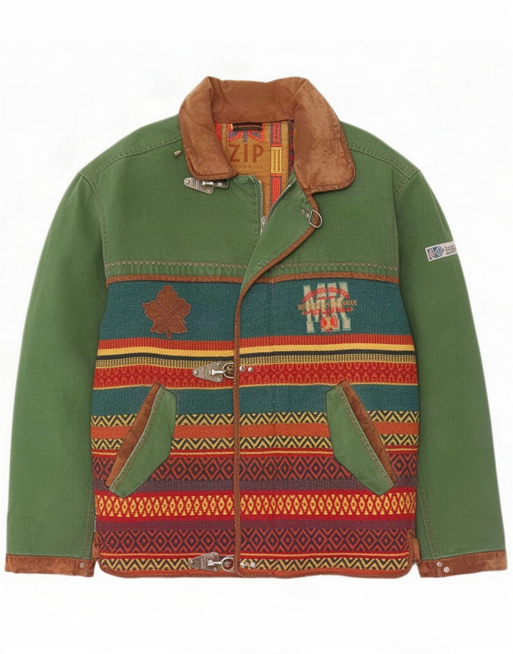 Borsone grafico da uomo con zip UK 40 Large Green Striped