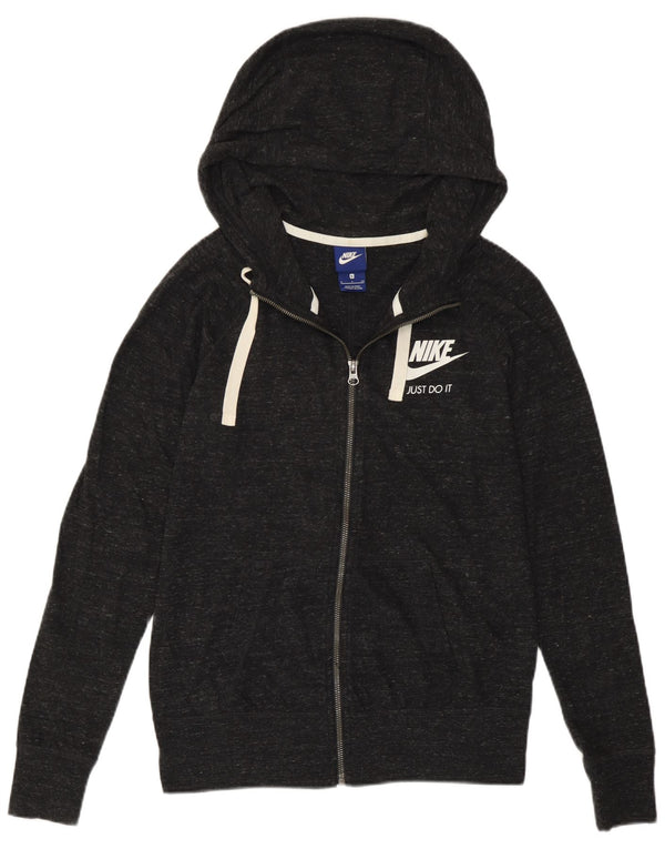Felpa con cappuccio e zip con vestibilità ampia grafica Nike da donna UK 10 Small Grey Flecked