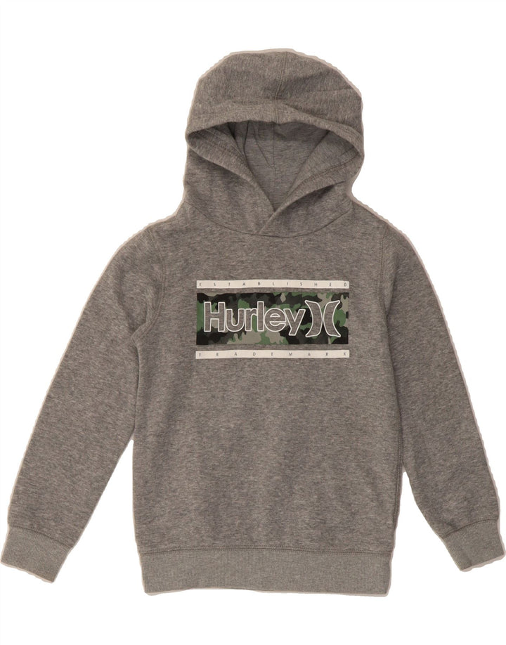 HURLEY Boys Graphic Hoodie Jumper 5-6 Years Medium  Grey Cotton Vintage Hurley and Second-Hand Hurley from Messina Hembry 