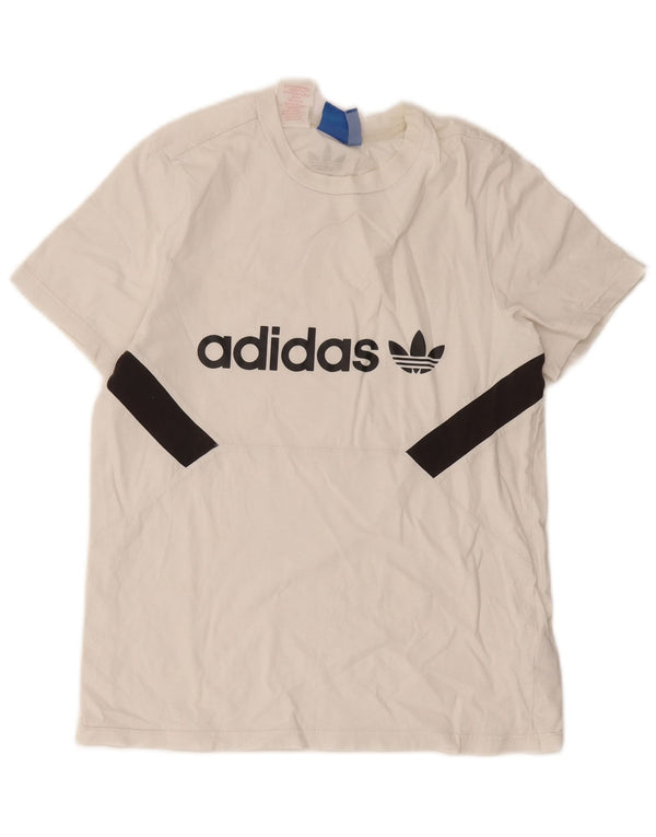 Maglietta grafica Adidas da ragazzo, 13-14 anni, in cotone color block bianco