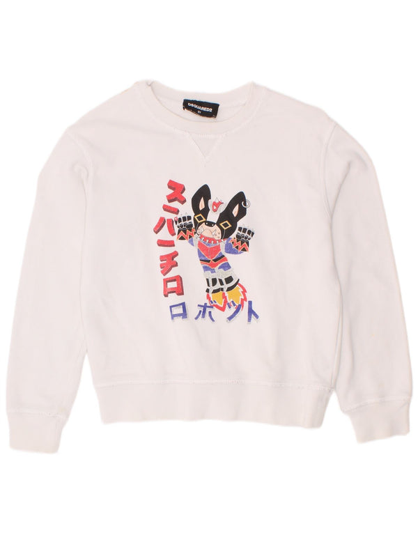 Felpa grafica per ragazze Dsquared2 5-6 anni in cotone bianco