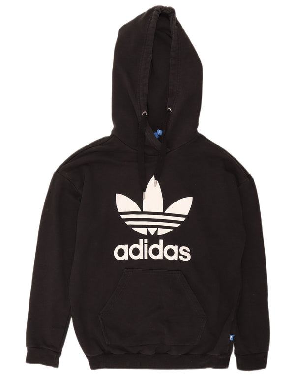 Felpa con cappuccio oversize grafica da donna Adidas UK 8 piccola in cotone nero