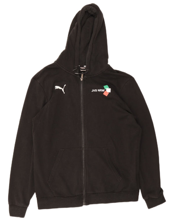 Felpa con cappuccio e zip grafica da uomo Puma grande in cotone nero