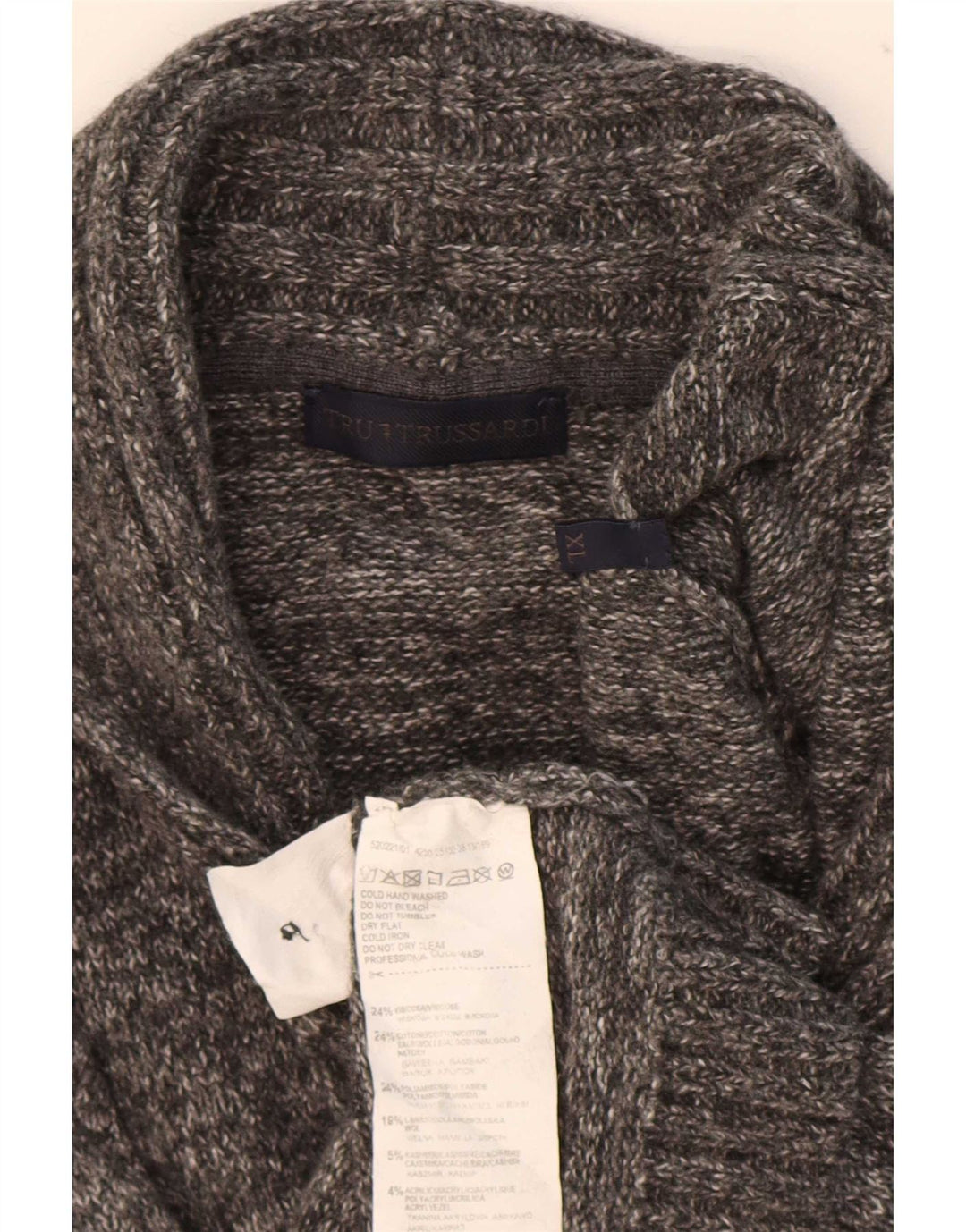 Maglia Cardigan Uomo Trussardi XL Viscosa Puntinata Grigia