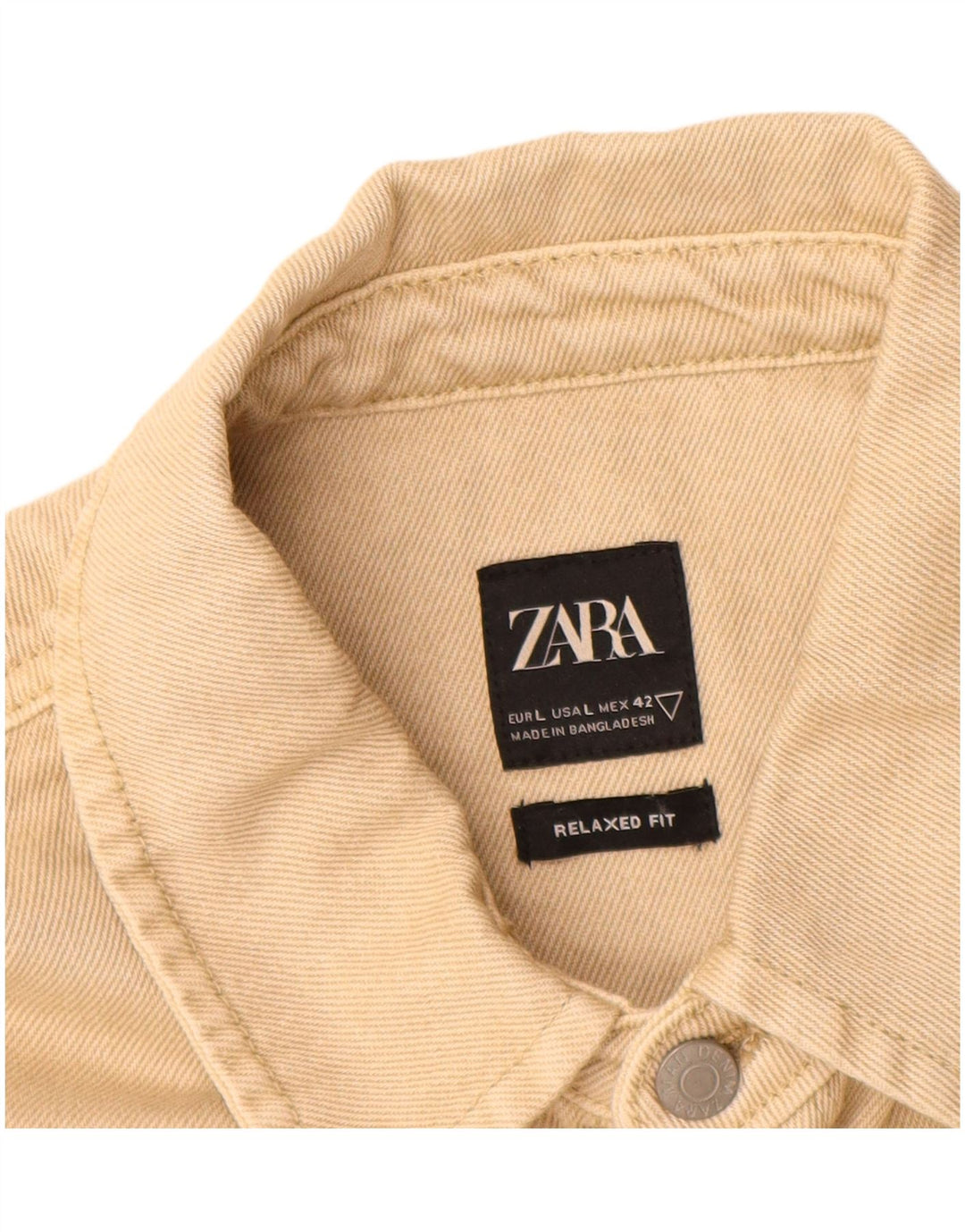 Camicia ZARA da uomo in flanella vestibilità comoda, cotone beige grande