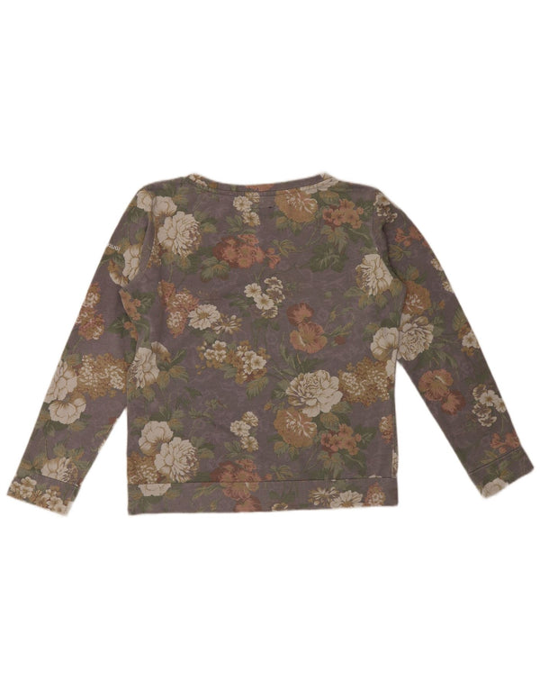 Felpa Brugi Donna Maglione Cotone Floreale Grigio Medio