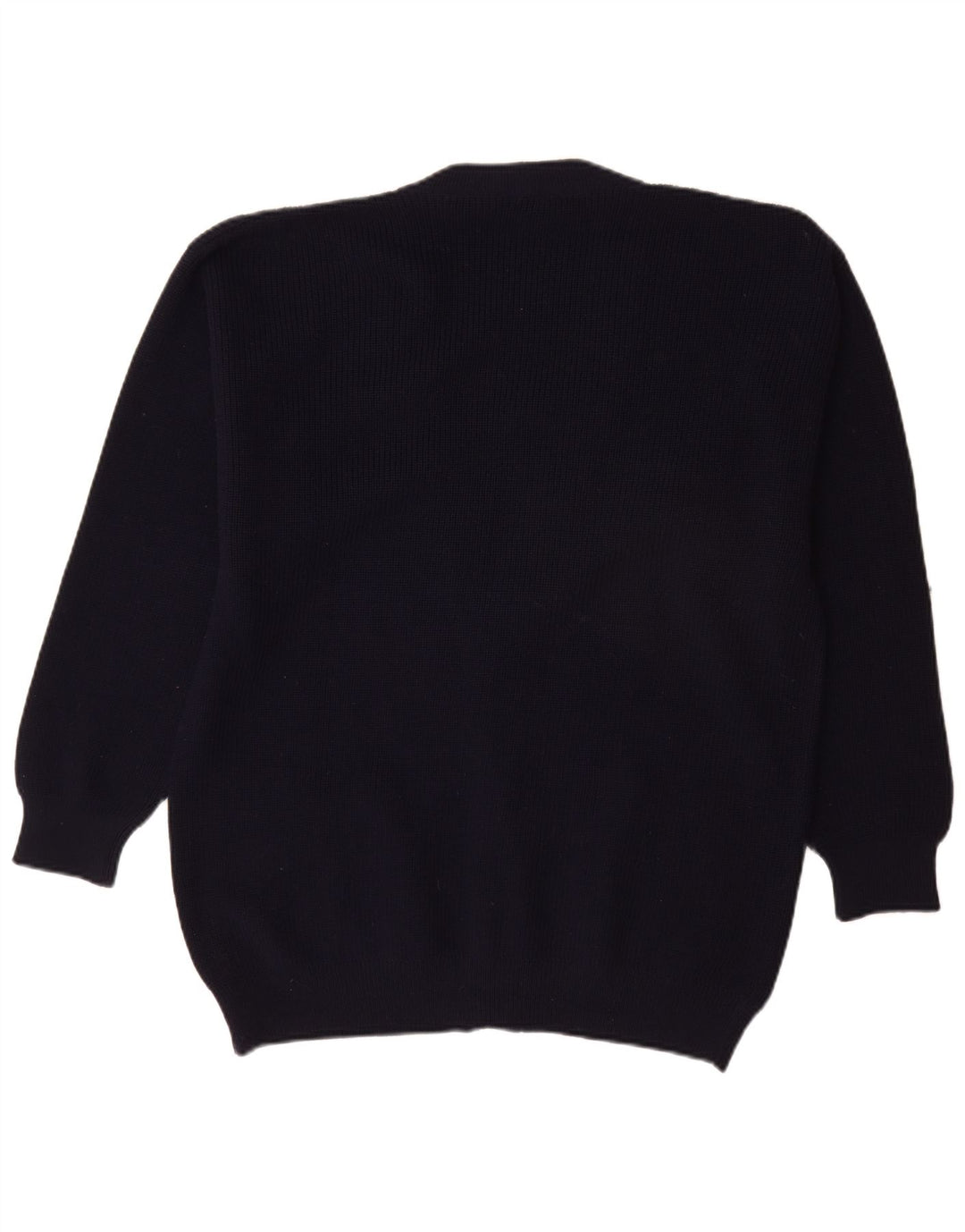 Maglione cardigan da uomo vintage grande lana vergine blu navy