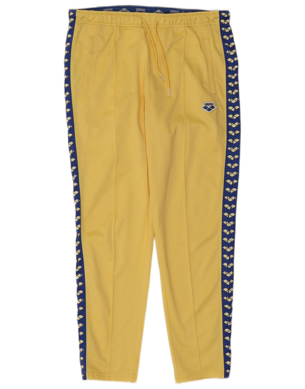 ARENA Mens Graphic Tracksuit Trousers Medium  Yellow Colourblock Polyester