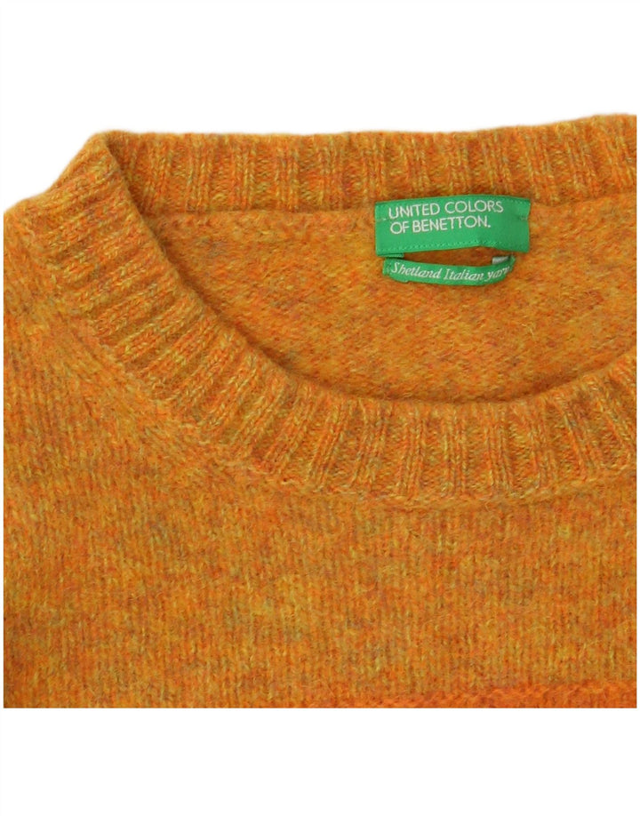 Maglione maglione girocollo da donna Benetton UK 14 a righe gialle medie