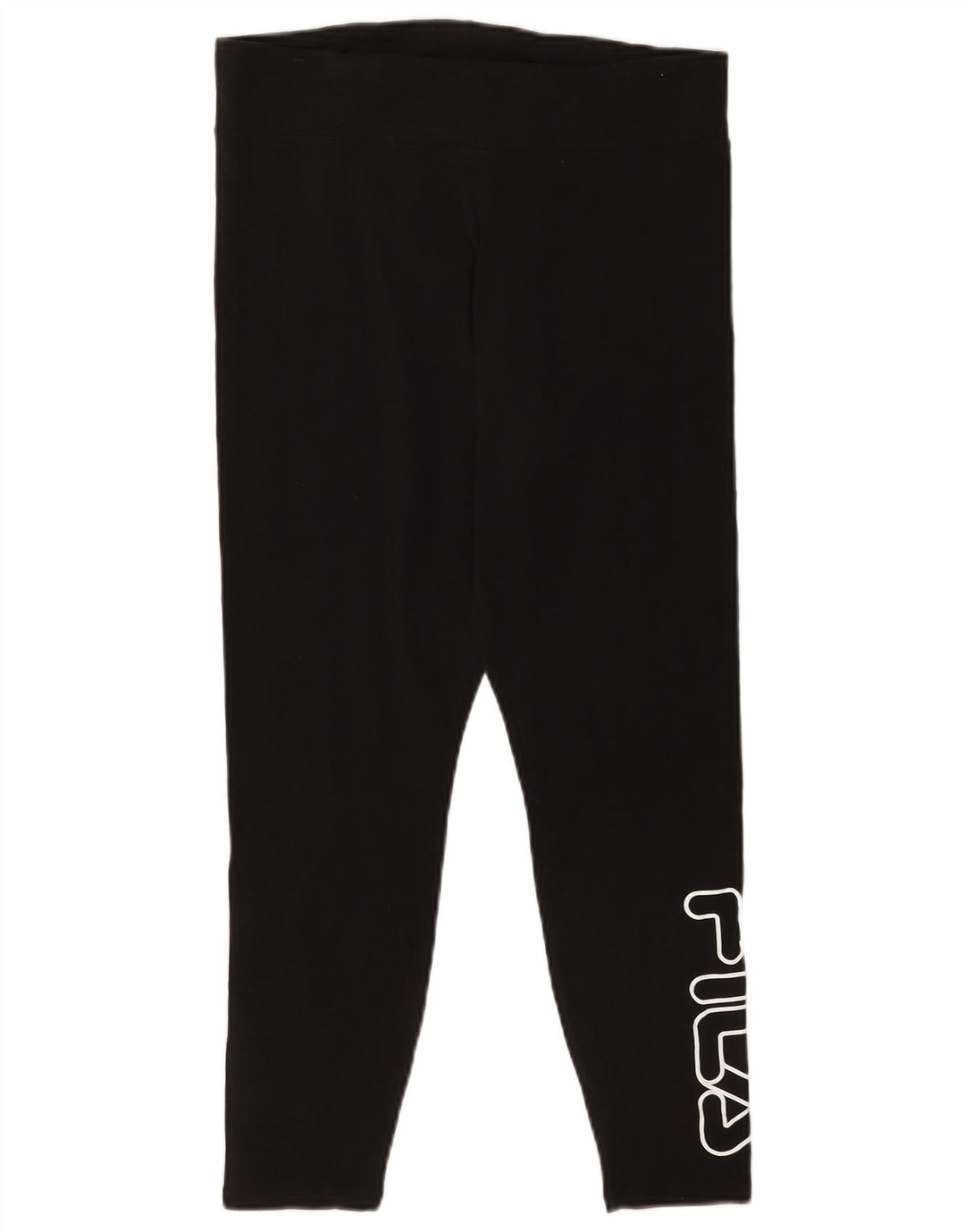 Leggings corti con grafica da donna Fila grandi in cotone nero