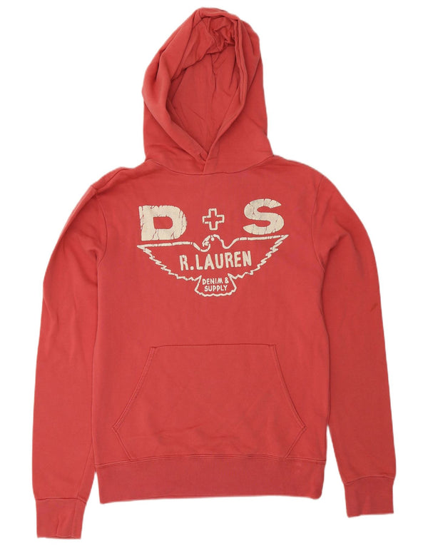 Felpa con cappuccio grafica da donna RALPH LAUREN UK 6 XS rosso cotone