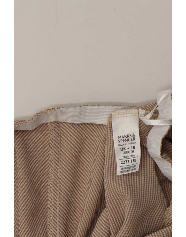 Gonna svasata da donna Marks & Spencer UK 18 XL W38 Viscosa a quadretti beige