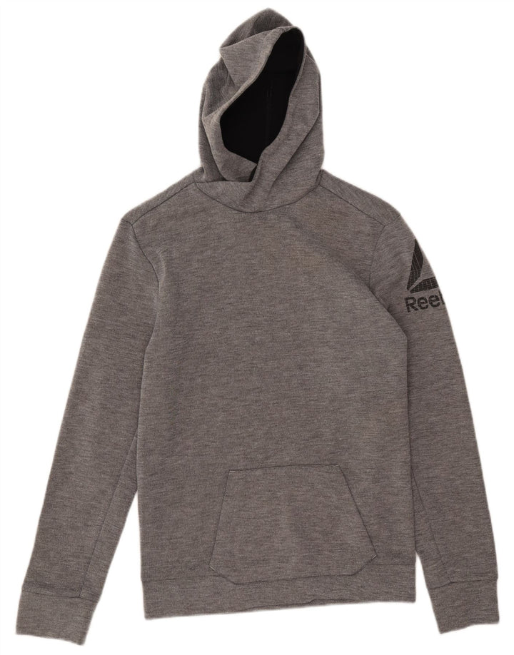Felpa con cappuccio grafica da uomo Reebok XS in poliestere grigio