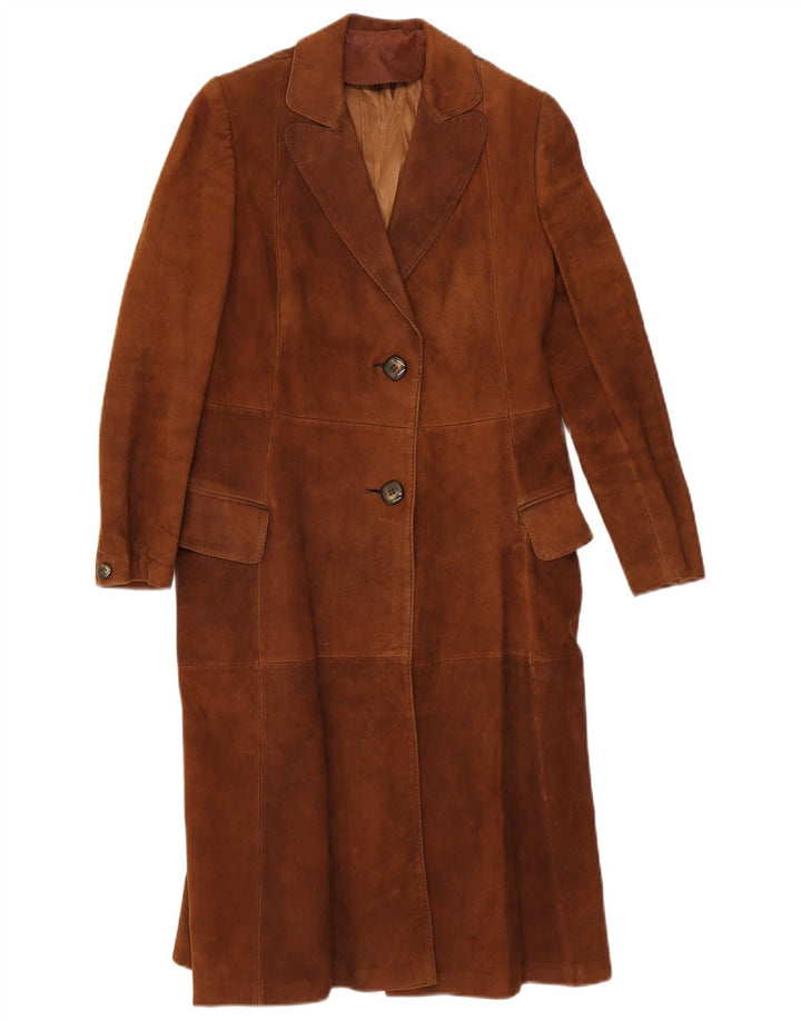 Soprabito vintage da donna in pelle scamosciata IT 44 Marrone medio