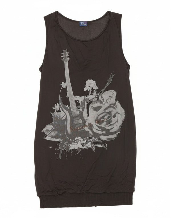 Trussardi Jeans Abito da donna senza maniche con grafica a palloncino UK 14 Large Nero