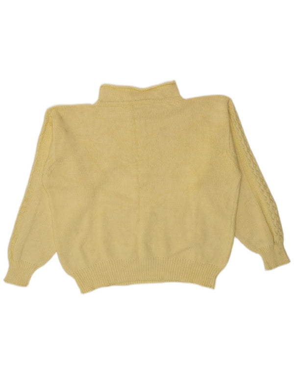 Maglione maglione vintage da donna con collo dolcevita UK 16 grande giallo