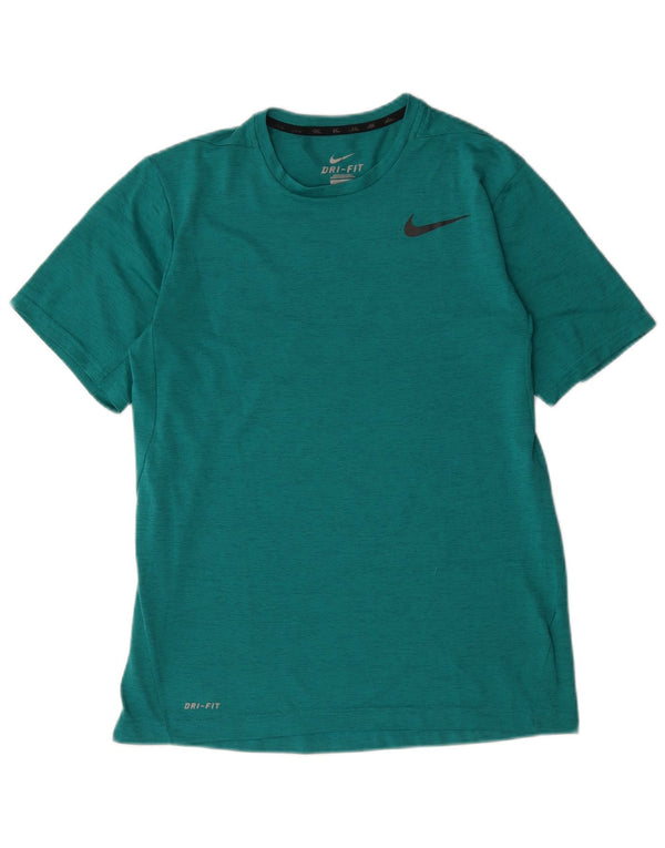 T-shirt Nike da uomo Dri Fit, top in poliestere chiazzato turchese medio