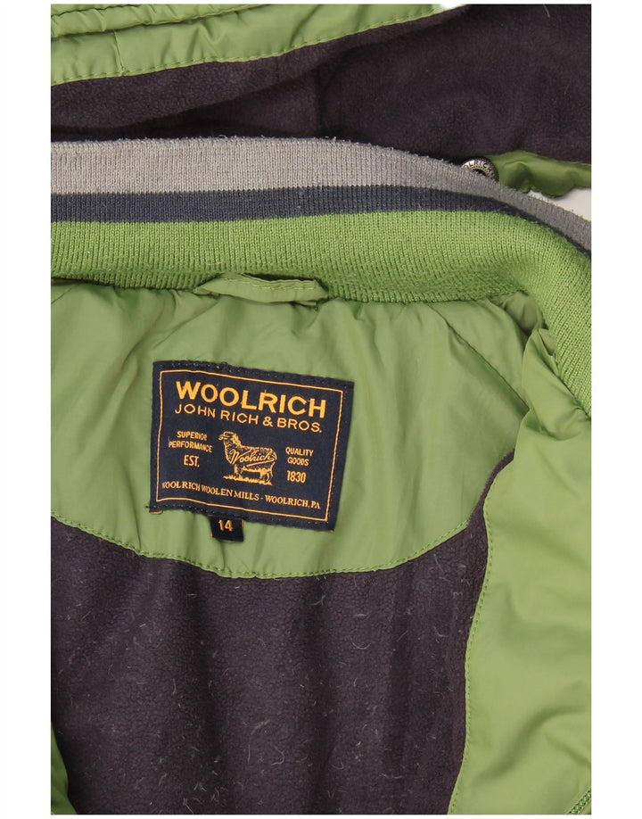 Giacca imbottita con cappuccio grafica per ragazzi Woolrich 13-14 anni Verde