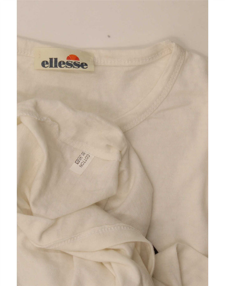 T-shirt grafica da donna Ellesse Top UK 12 medio bianco sporco