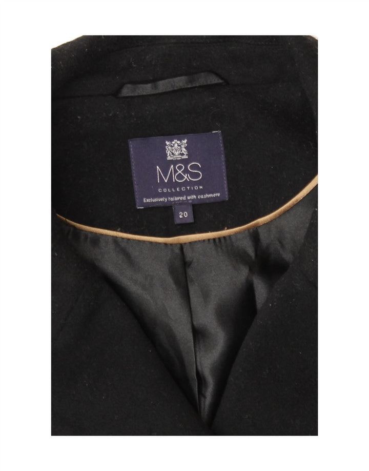 Cappotto doppiopetto da donna Marks & Spencer UK 20 2XL Lana nera