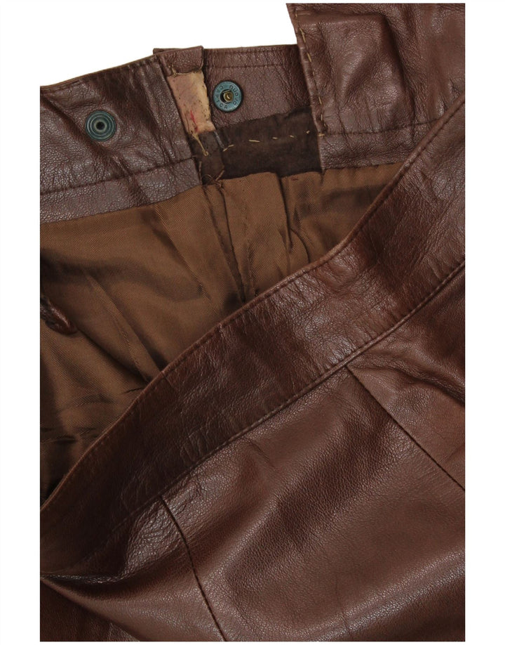 VINTAGE Womens Leather Skirt W30 Medium  Brown Leather
