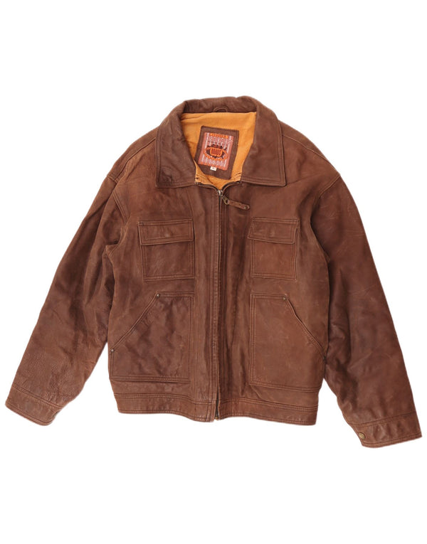 Giacca in pelle vintage da uomo UK 40 grande marrone