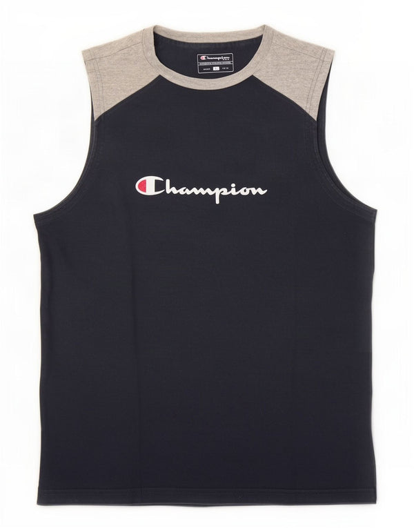 Canotta grafica da uomo Champion, grande, in cotone color block blu navy