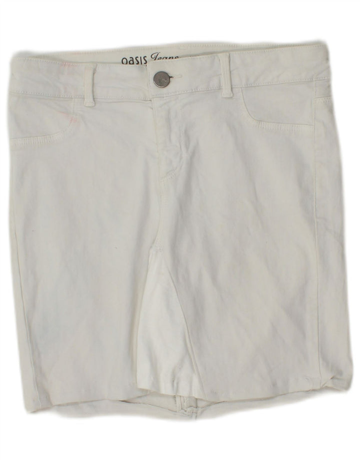 Pantaloncini di jeans da donna Oasis UK 12 medi W28 cotone bianco