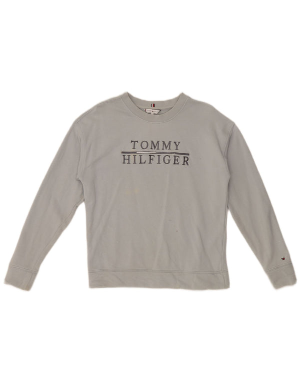 Felpa oversize con grafica da donna Tommy Hilfiger Maglione UK 6 XS Grigio