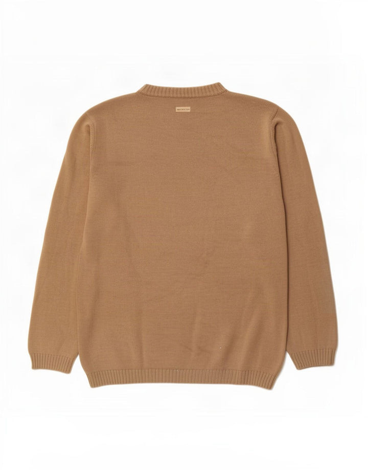 Maglione da uomo con scollo a V Armani Jeans in cotone beige medio