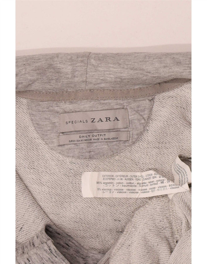 Maglione con cappuccio e zip da uomo Zara in cotone screziato grigio medio