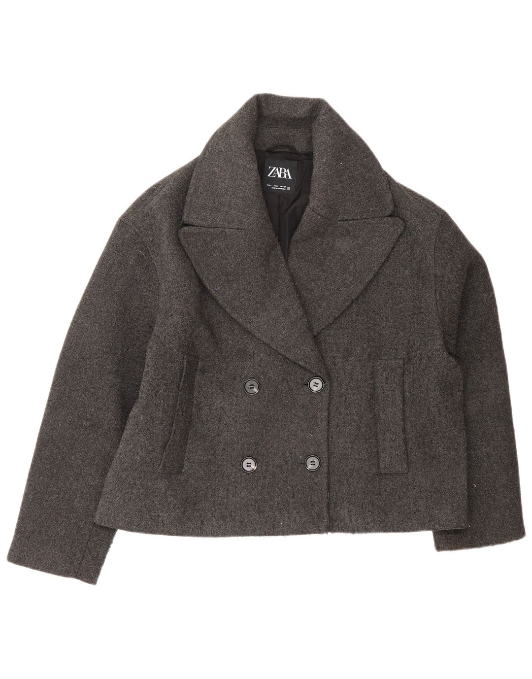 Giacca blazer oversize doppio petto da donna Zara UK 10 piccola grigia