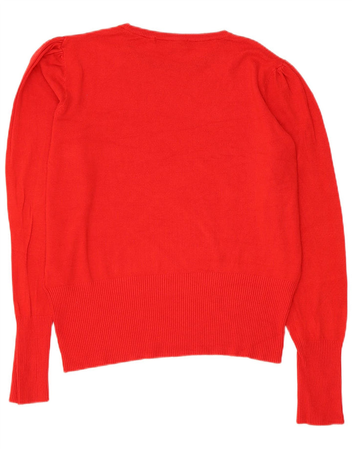 Maglione maglione girocollo da donna Marks & Spencer UK 14 grande viscosa rossa