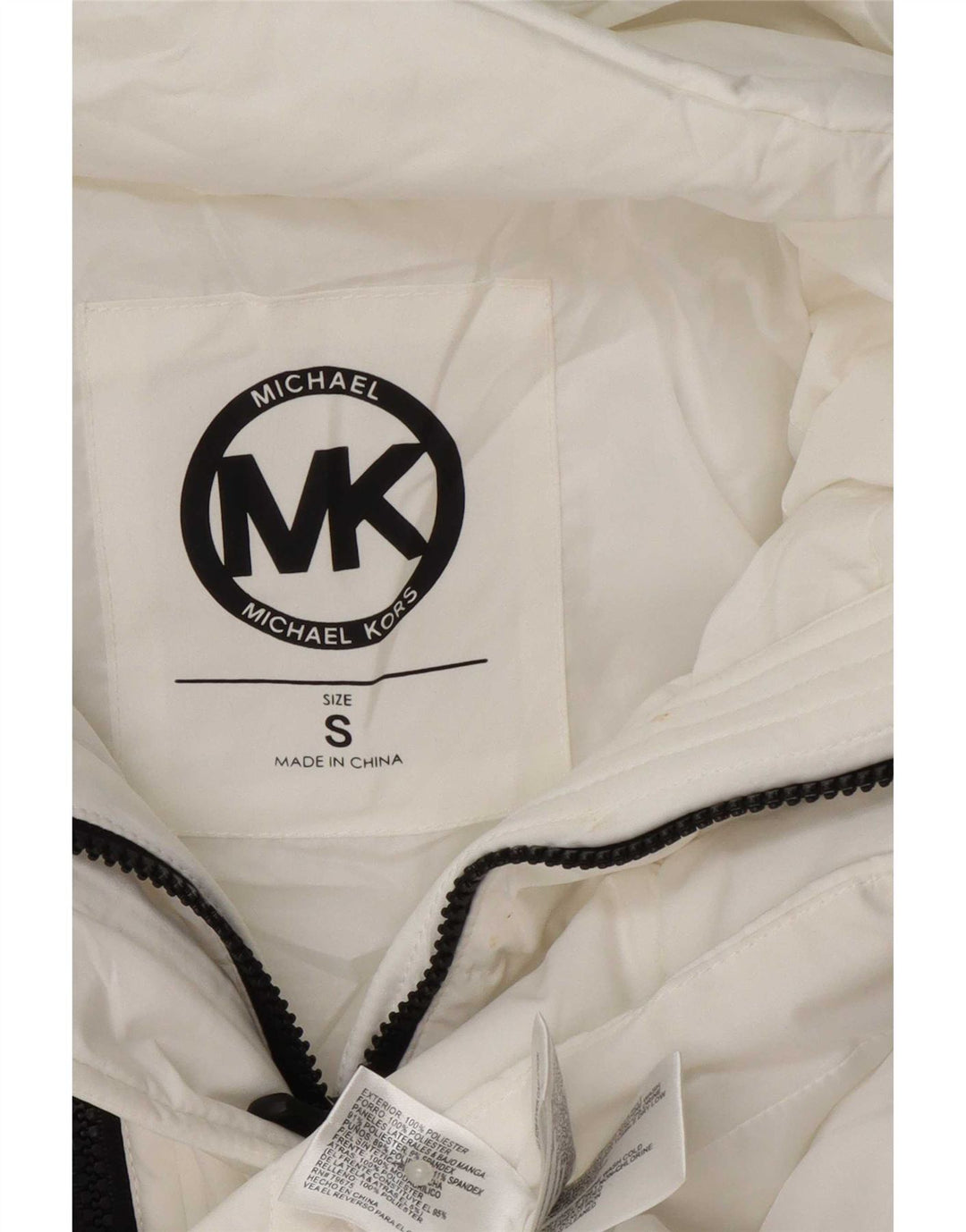 Giacca imbottita con cappuccio da donna Michael Kors UK 10 piccola poliestere bianco