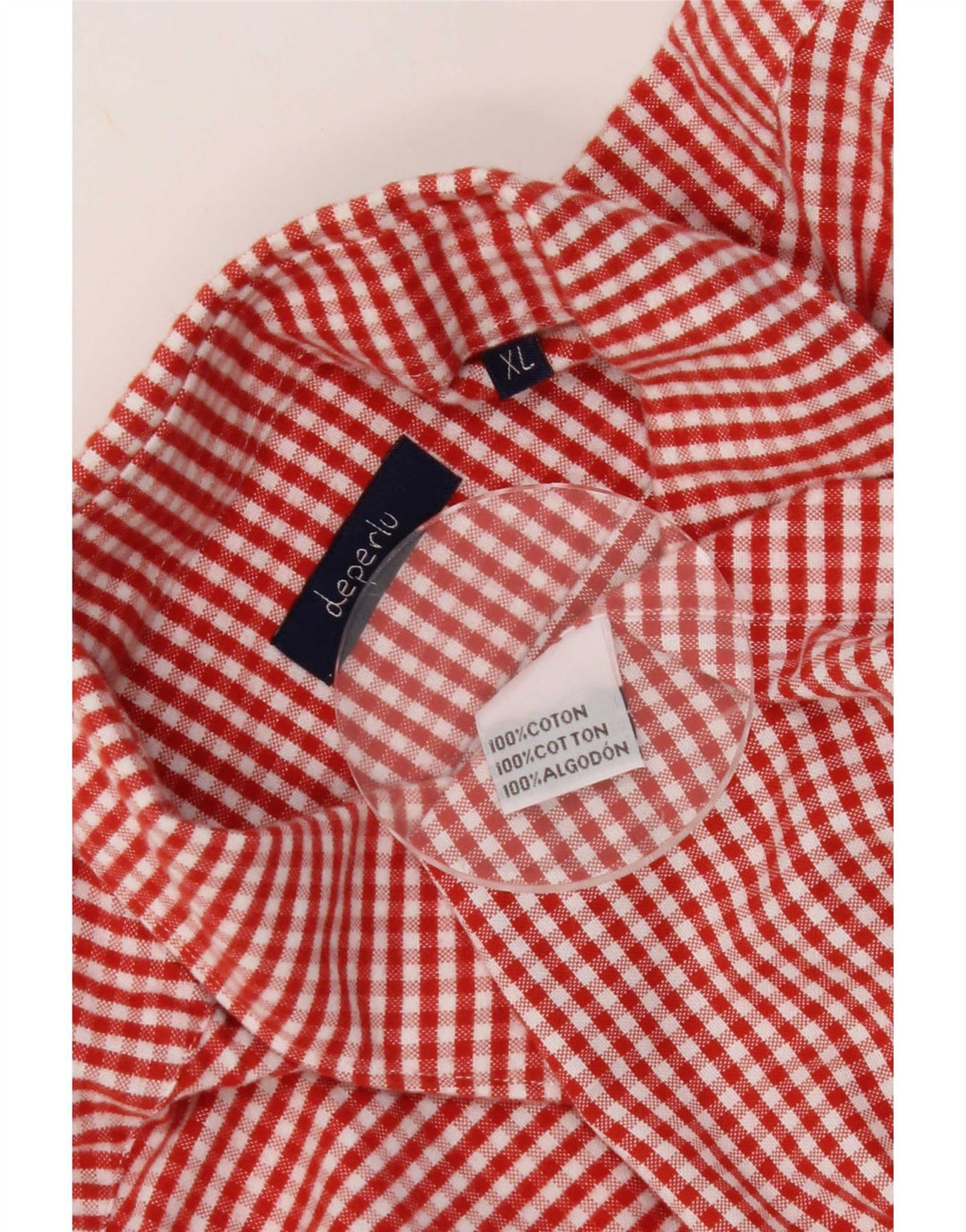 Camicia Deperlu da uomo in flanella XL rossa in cotone a quadretti