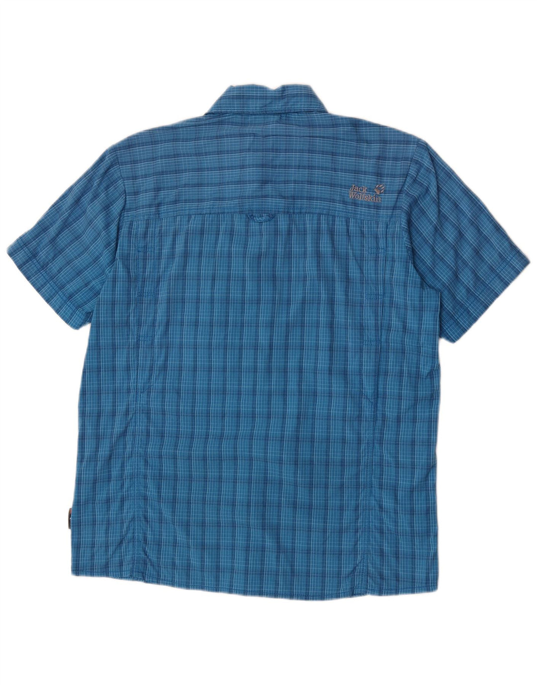 Camicia a maniche corte da uomo Jack Wolfskin UK 40/42 Poliammide a quadri blu grandi
