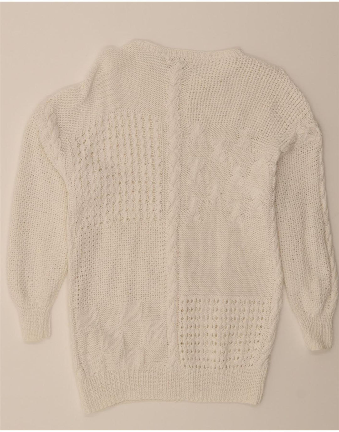 VINTAGE Womens Crew Neck Jumper Sweater UK 16 Large White Vintage Vintage and Second-Hand Vintage from Messina Hembry 