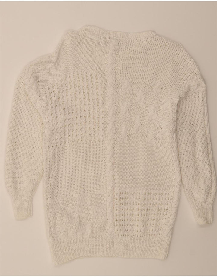 VINTAGE Womens Crew Neck Jumper Sweater UK 16 Large White Vintage Vintage and Second-Hand Vintage from Messina Hembry 