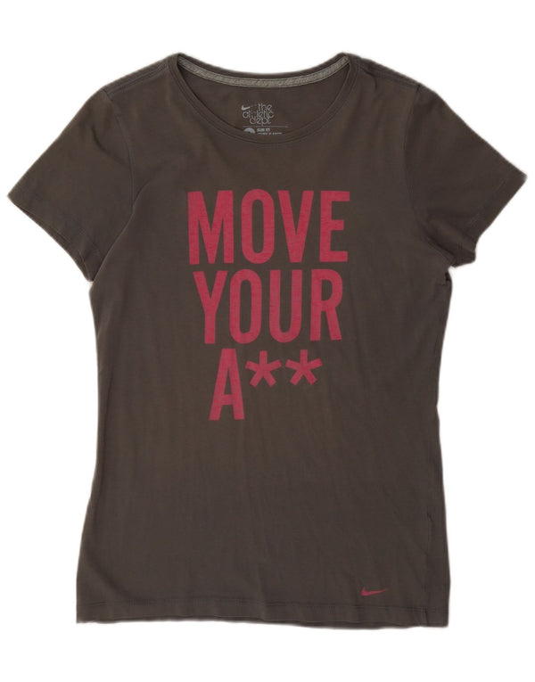T-shirt grafica Nike da donna slim fit, taglia UK 14, grande, grigia