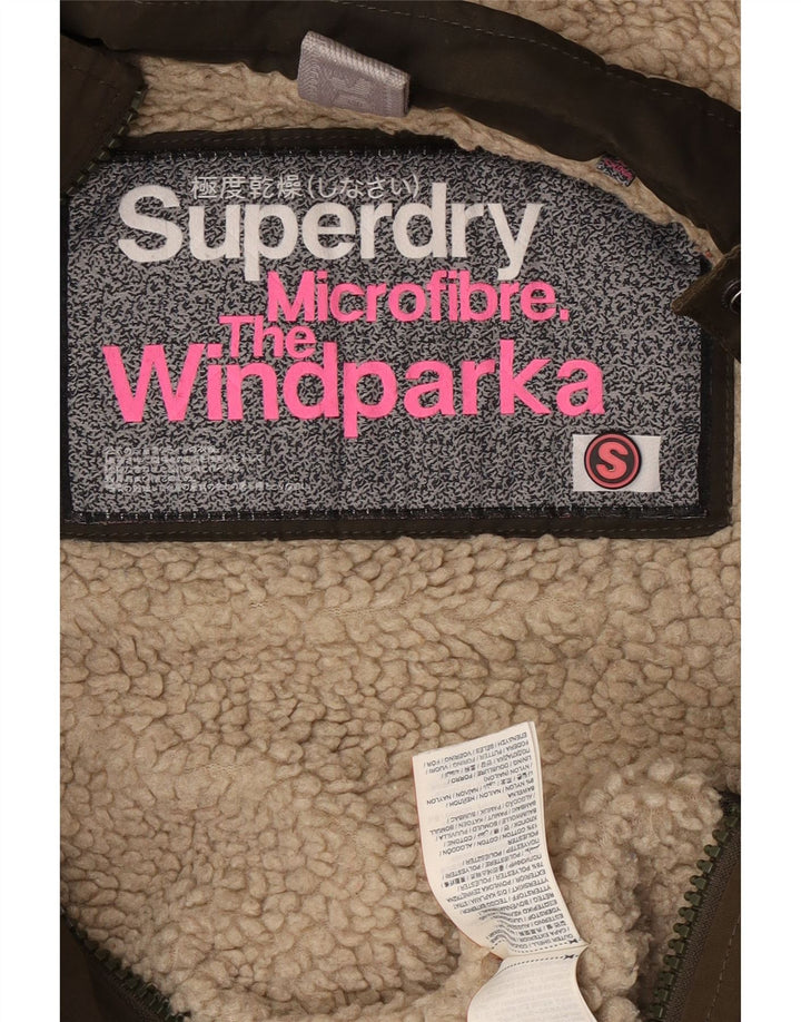 Giacca parka da donna con cappuccio Superdry UK 10 Small Khaki Cotton